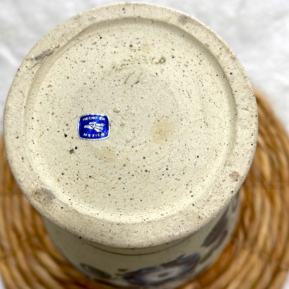 Vintage Tonala Large Pottery Vase Hand Painted Bird Mexico Flower - Picture 4 of 9